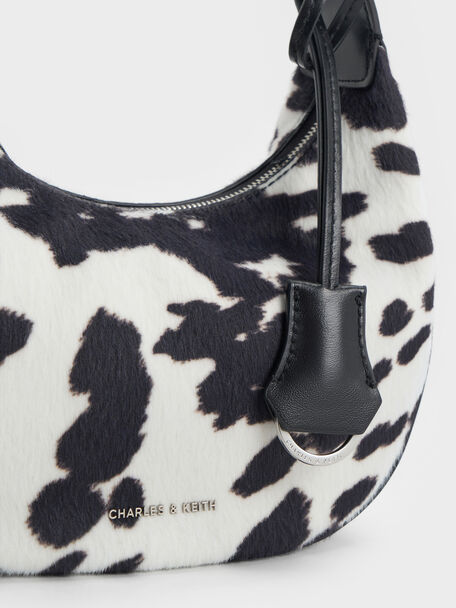 Vega Furry Cow-Print Hobo Bag, Multi, hi-res