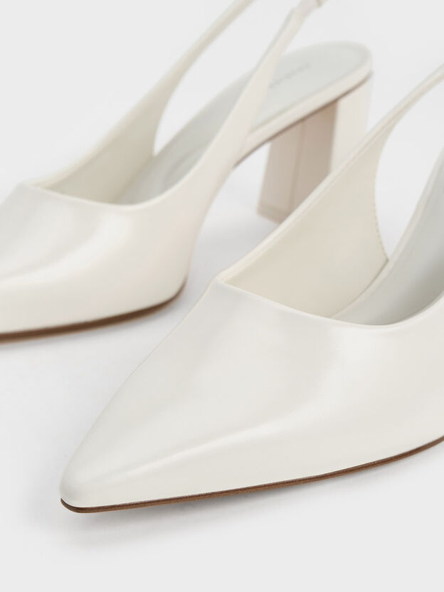 Teagan Pointed Slingback Pumps, White, hi-res