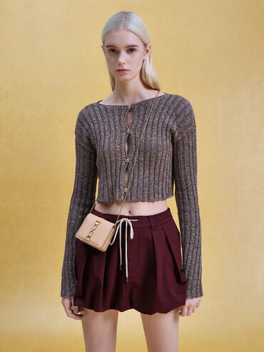 Agatha Chain-Accent Card Holder, Beige, hi-res