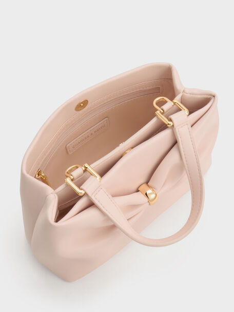 Halsey Ruched Top Handle Bag, Soft Pink, hi-res