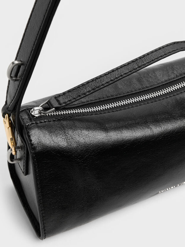 Delfina Elongated Shoulder Bag, Noir, hi-res