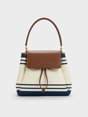 Hanya Canvas Striped Top-Handle Backpack, Multi, hi-res