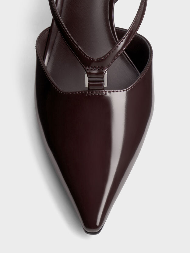 V-Strap Slingback Pumps, Burgundy, hi-res