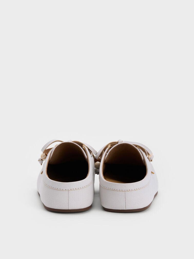 Gale Beaded-Lace Mules, White, hi-res