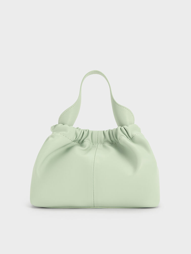 Ally Ruched Slouchy Chain-Handle Bag, Mint Green, hi-res