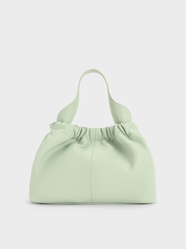 Ally Ruched Slouchy Chain-Handle Bag, Mint Green, hi-res