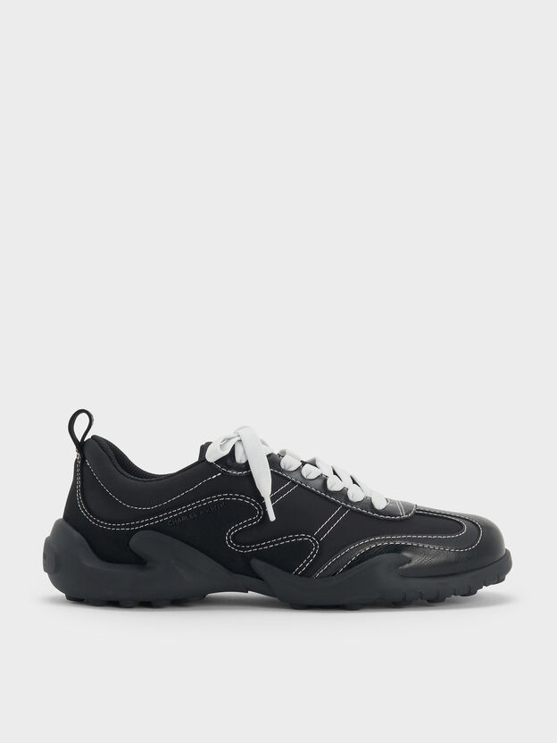 Minette Low-Top Sneakers, Black Textured, hi-res