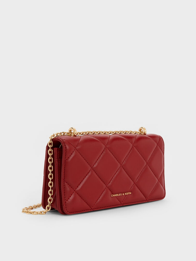 Paffuto Quilted Wallet On Chain, Tomato Red, hi-res