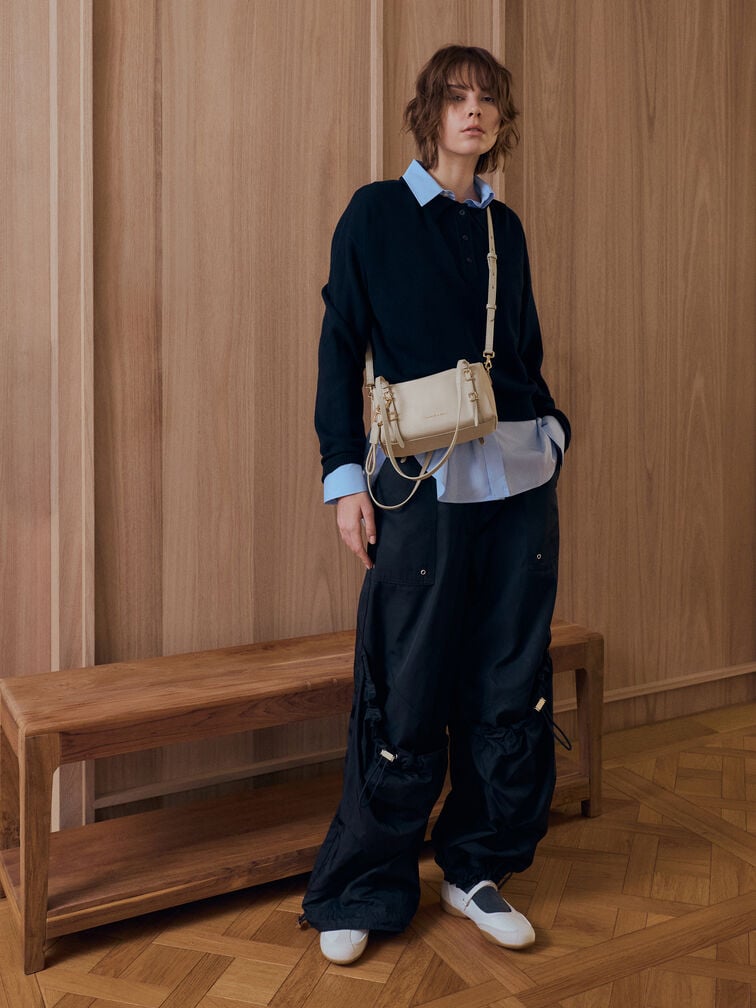 Mini Levy Nylon Shoulder Bag, Dusted Oat, hi-res