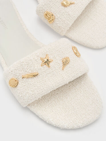 Tweed Beach Slide Sandals, Chalk, hi-res