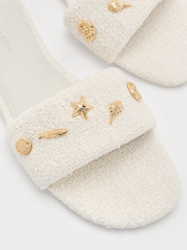Tweed Beach Slide Sandals, Chalk, hi-res
