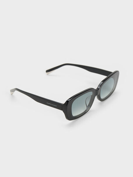 Aubrey Rectangular Sunglasses, Black, hi-res