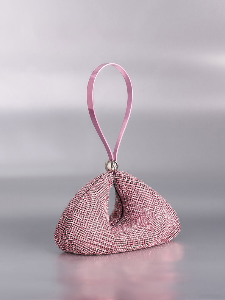 Crystal-Embellished Two-Way Bag, Pink, hi-res