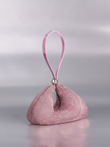 Crystal-Embellished Two-Way Bag, Pink, hi-res