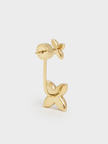 Felicity Flower-Motif Crystal Stud Jacket Earrings, Gold, hi-res