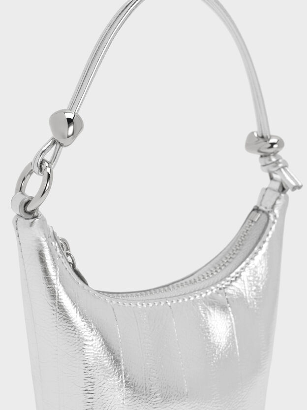 Micro Augustine Metallic Eel-Effect Bag, Silver, hi-res