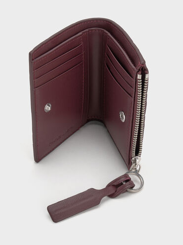 Ivette Woven Top-Zip Small Wallet, Wineberry Red, hi-res