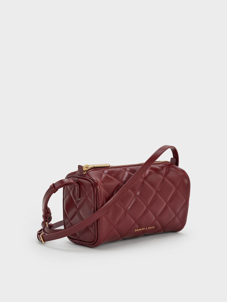 Janie Quilted Shoulder Bag, Burgundy, hi-res