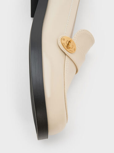 Hettie Metallic-Buckle Strap Loafers, Chalk, hi-res