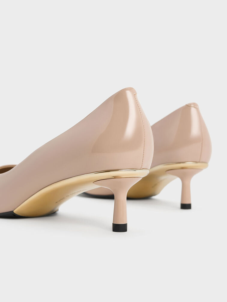 Curtis Patent Pointed-Toe Kitten Heel Pumps, Nude, hi-res