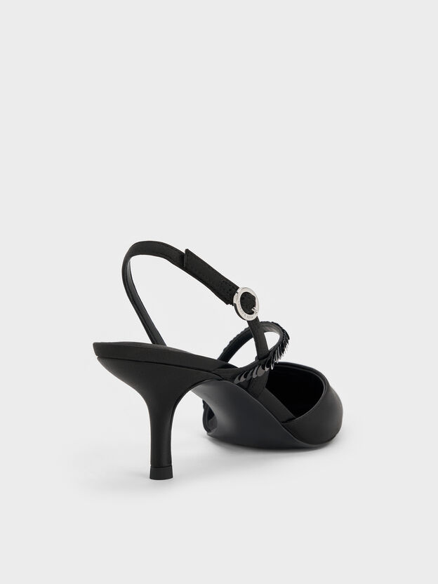 Briella Sequinned Slingback Pumps, Black Textured, hi-res