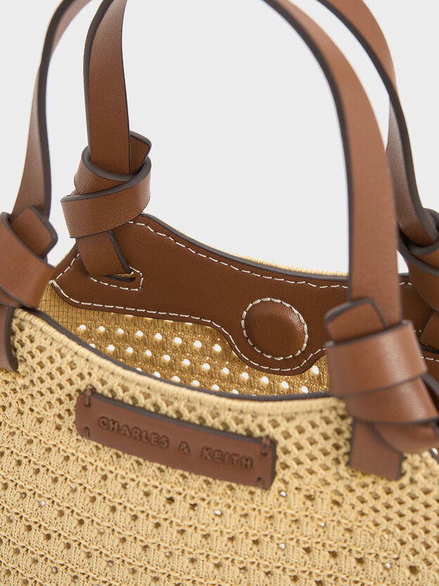 Mini Ida Knitted Tote Bag, Beige, hi-res
