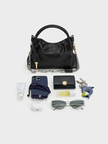 Mini Delfina Chain Tote Bag, Noir, hi-res