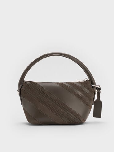 Zeya Recycled Suede Top Handle Bag, Dark Moss, hi-res