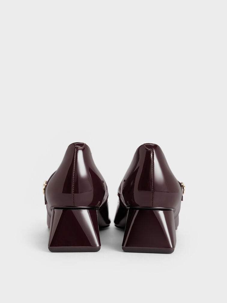 Roxane Patent Square-Toe Mary Janes, Maroon, hi-res