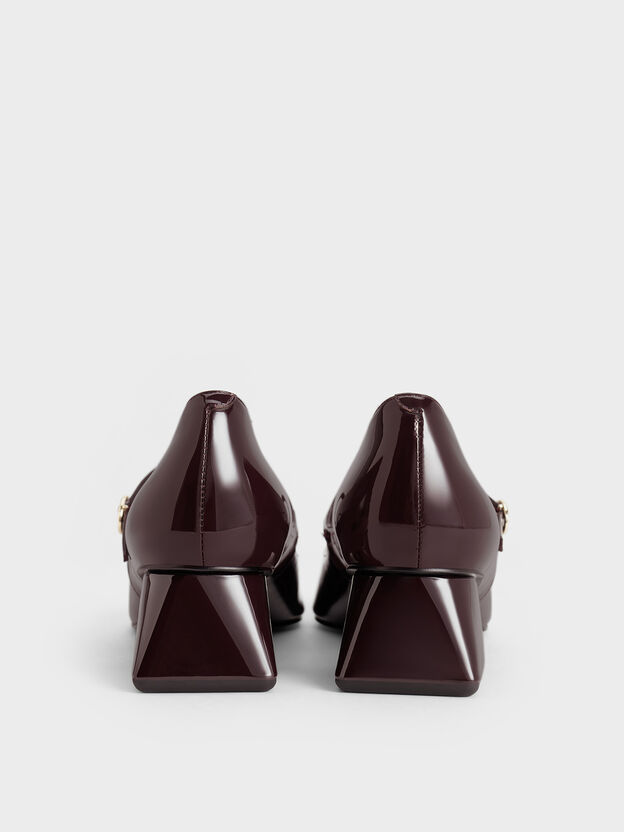 Roxane Patent Square-Toe Mary Janes, Maroon, hi-res