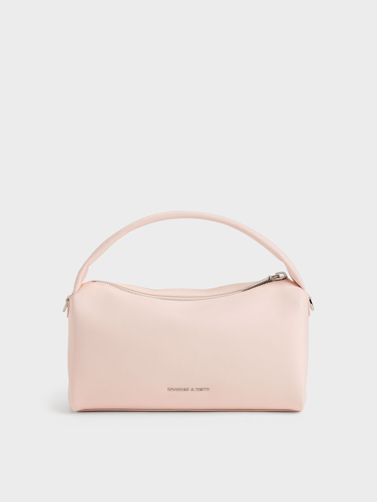 Reese Ruched Bow Top Handle Bag, Soft Pink, hi-res