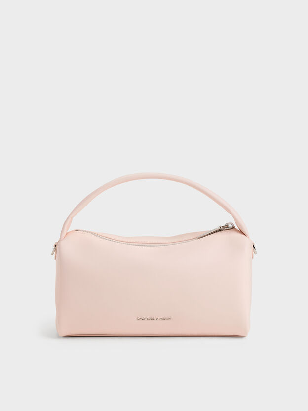 Reese Ruched Bow Top Handle Bag, Soft Pink, hi-res