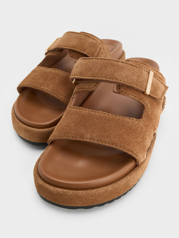 Kori Suede Slide Sandals, Cognac, hi-res
