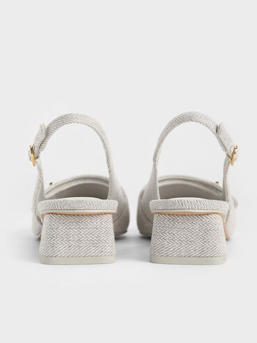 Marley Tweed Slingback Pumps, Light Grey, hi-res