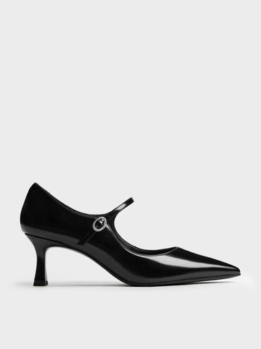 Pointed Mary Jane Pumps, Black Box, hi-res