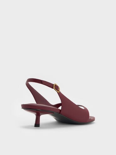 Rayne Square-Toe Kitten-Heel Thong Slingback Sandals, Burgundy, hi-res