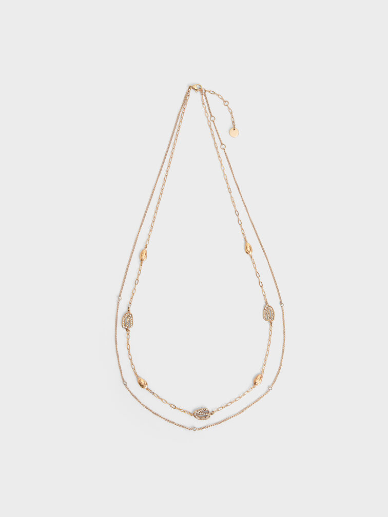 Aine Crystal Double-Chain Necklace, Gold, hi-res