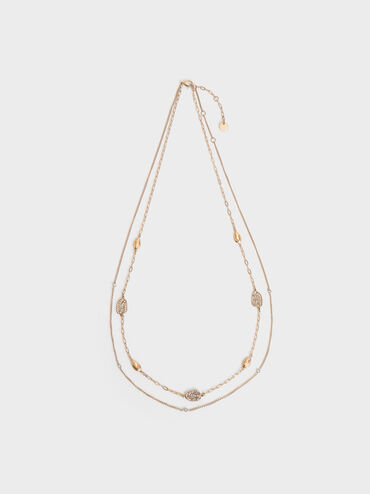 Aine Crystal Double-Chain Necklace, Gold, hi-res