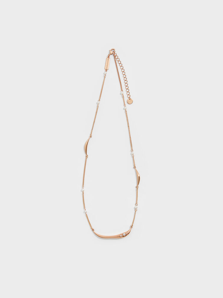 Corrine Pearl Sculptural Necklace, Rose Gold, hi-res