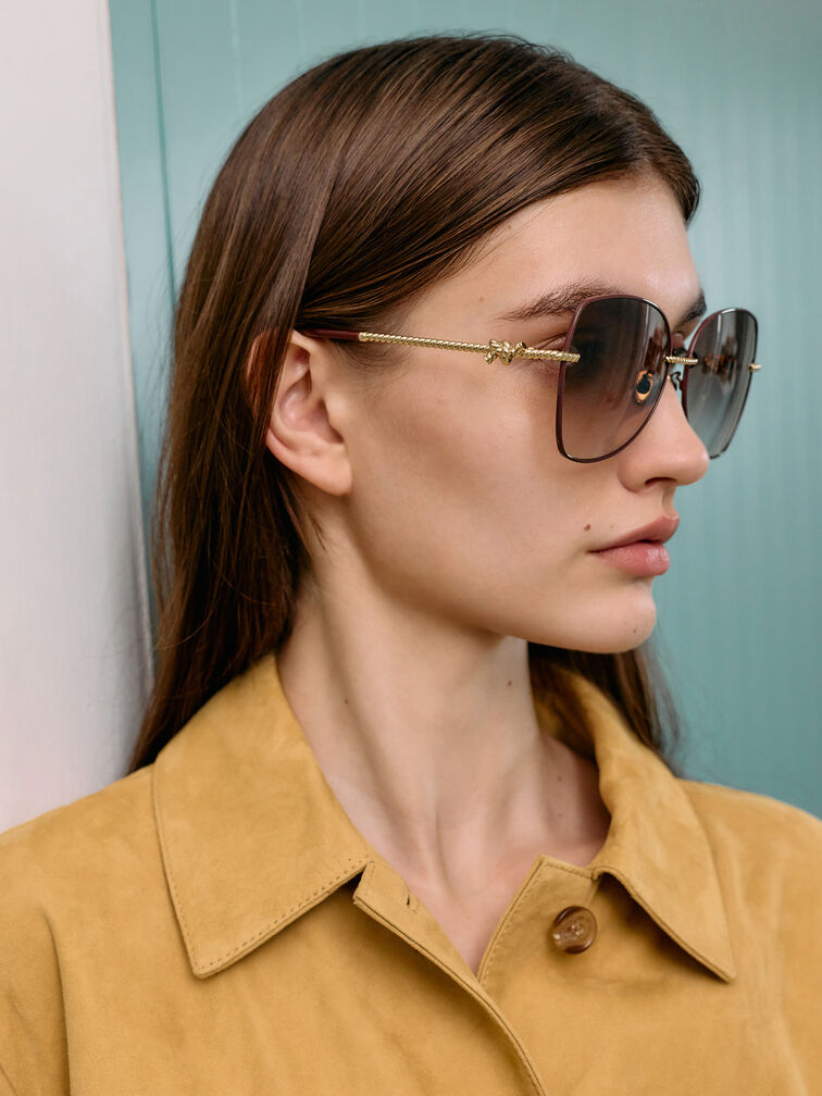 Sable Knot Butterfly Sunglasses, Burgundy, hi-res