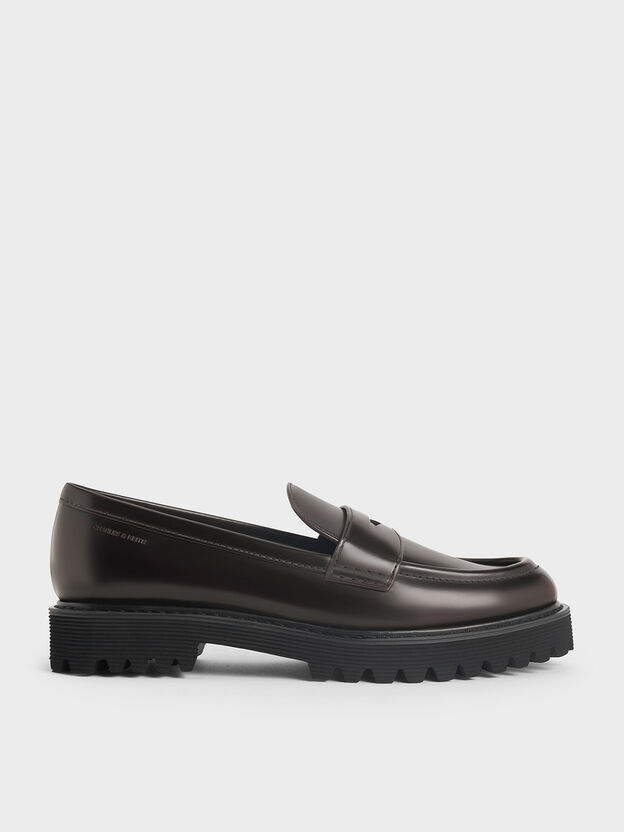 Kaiya Penny Loafers, Dark Brown, hi-res