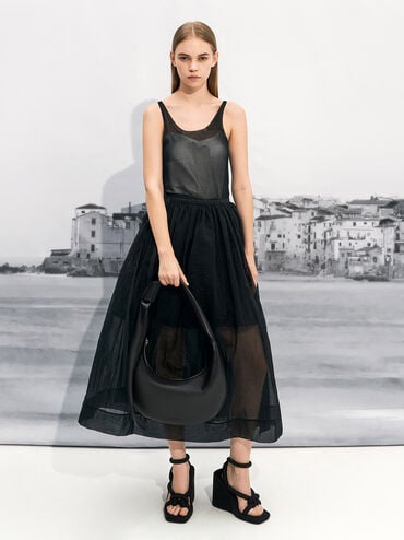 Toni Knotted Crescent Hobo Bag, Noir, hi-res