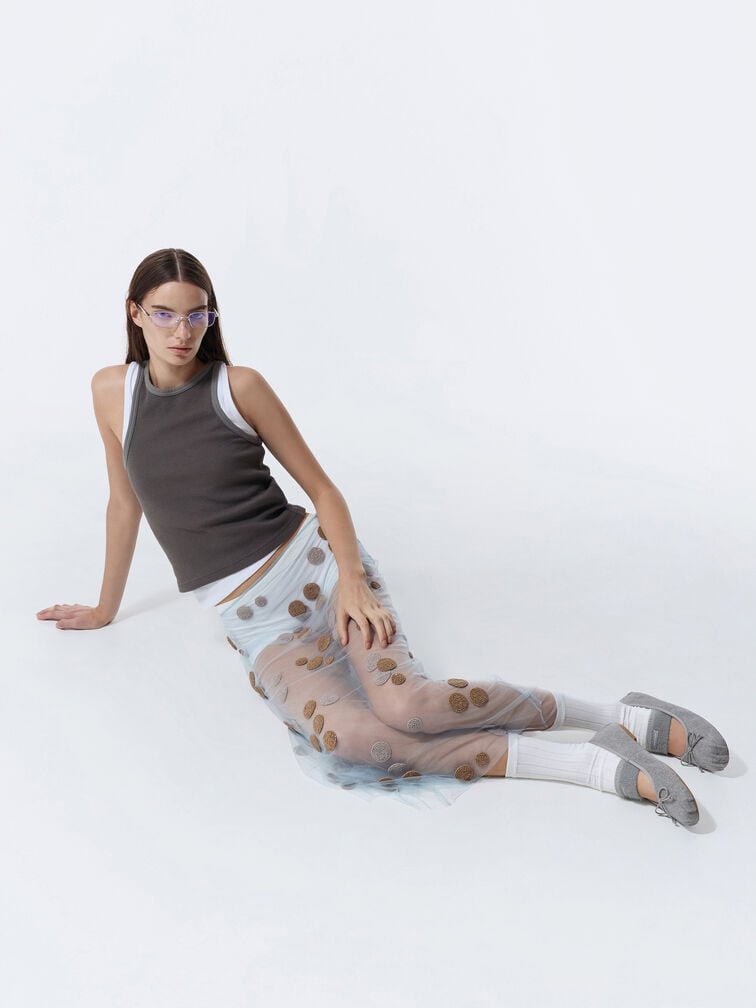 Winona Felt Mary Jane Flats, Light Grey, hi-res