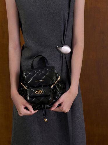 Aubrielle Quilted Backpack, Black, hi-res