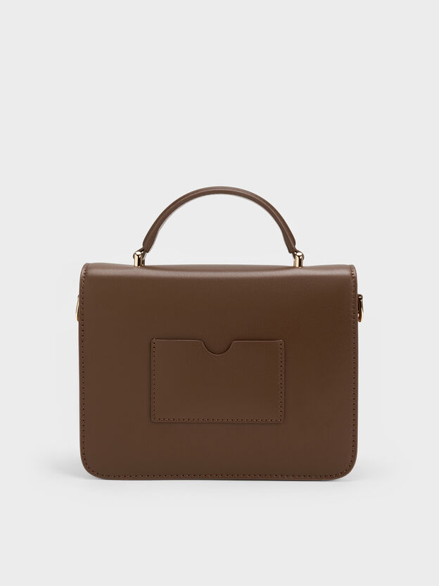 Octavia Front Flap Top Handle Bag, Dark Brown, hi-res