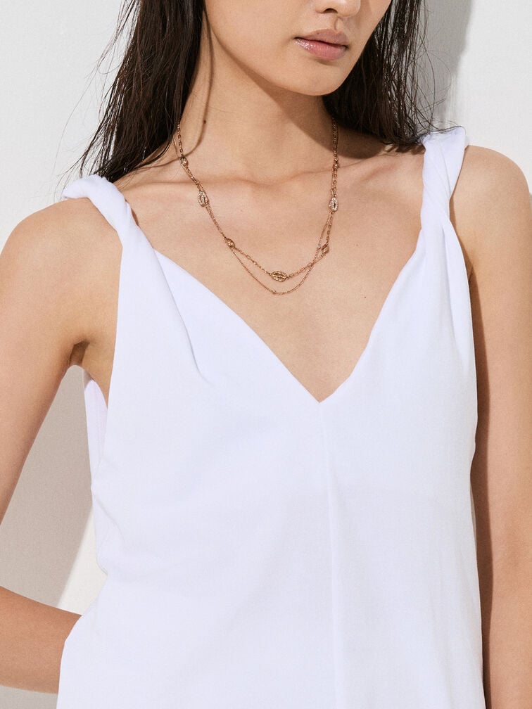 Aine Crystal Double-Chain Necklace, Rose Gold, hi-res