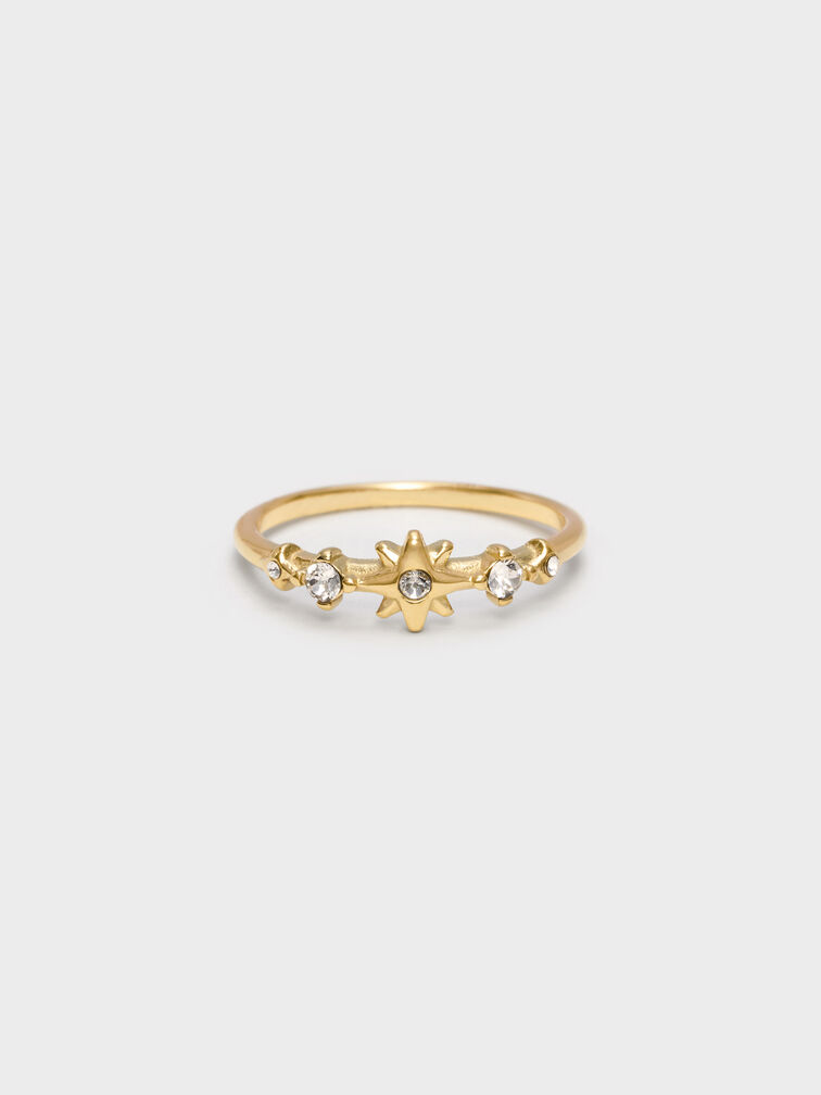 Everest Crystal Star Ring, Gold, hi-res