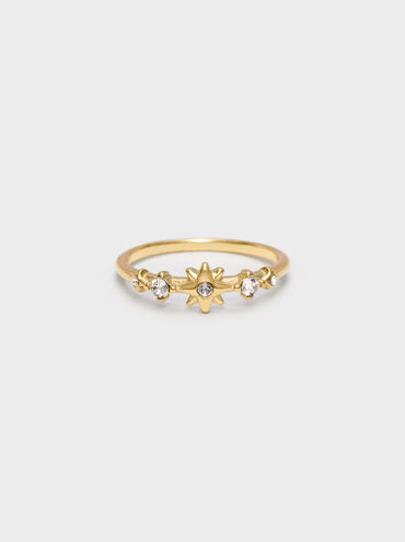 Everest Crystal Star Ring, Gold, hi-res