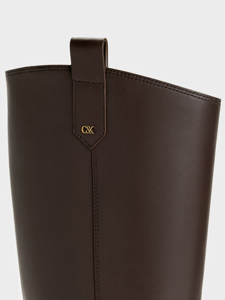 Kallie Leather Knee-High Boots, Dark Brown, hi-res