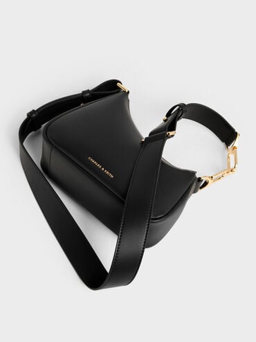 Mini Agatha Chain-Accent Shoulder Bag, Black, hi-res